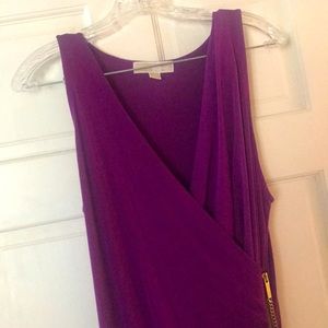 Micheal Kors purple faux wrap asymmetrical dress
